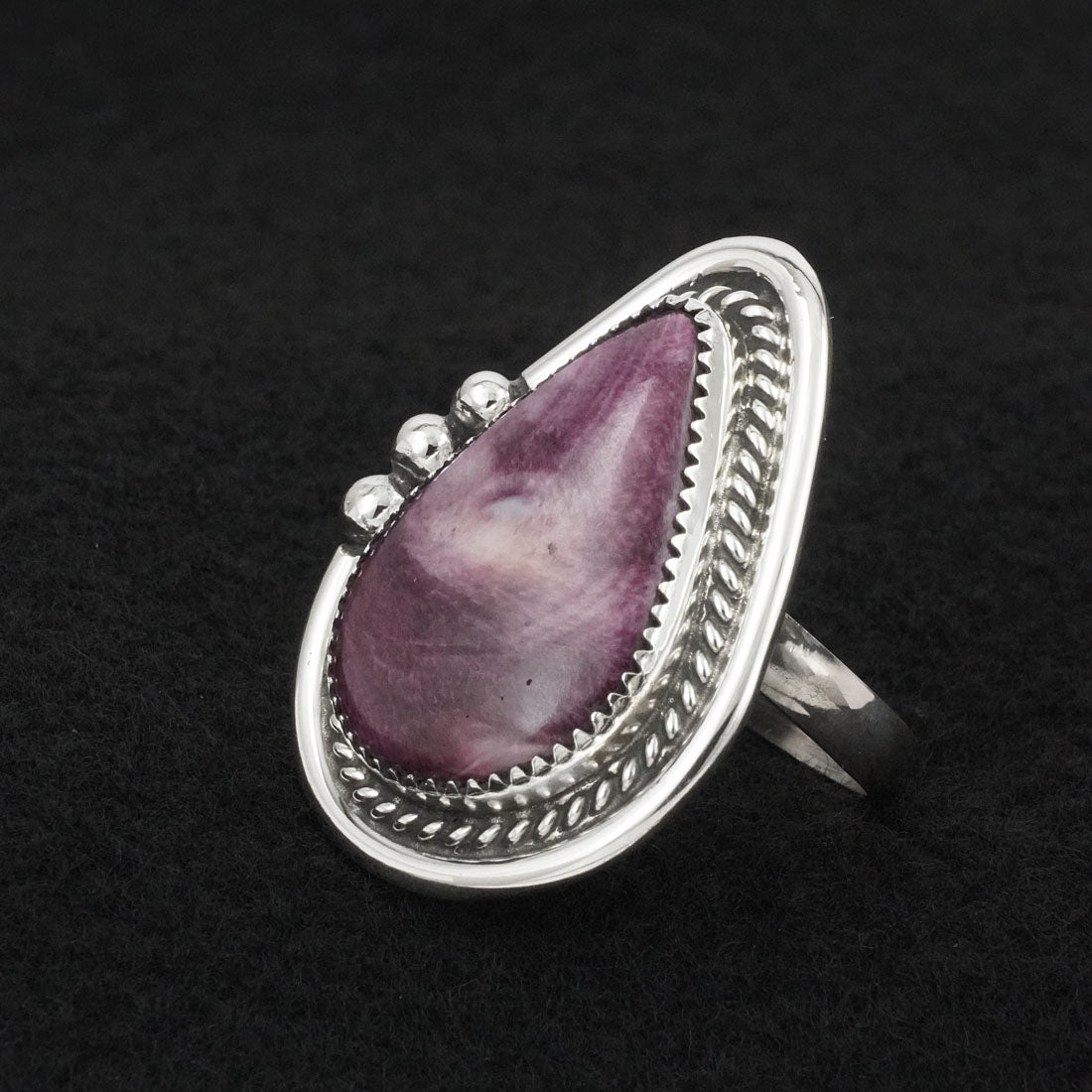 Leslie Nez Spiny Oyster & Sterling Silver Ring Adjustable