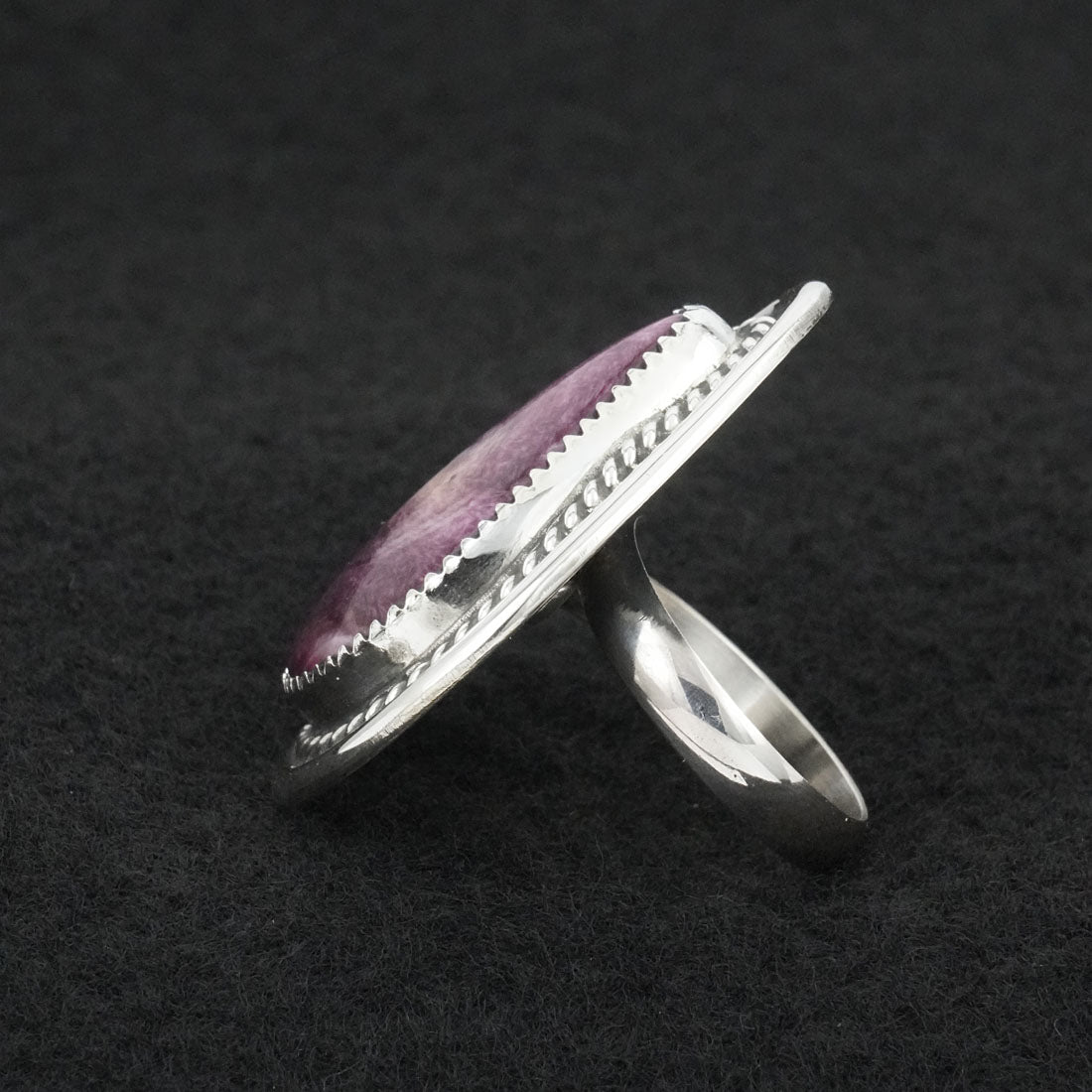 Leslie Nez Spiny Oyster & Sterling Silver Ring Adjustable