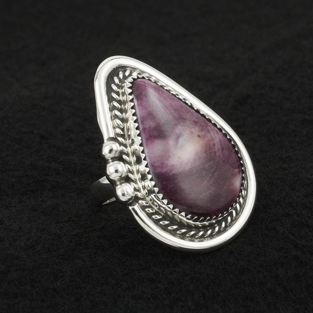 Leslie Nez Spiny Oyster & Sterling Silver Ring Adjustable