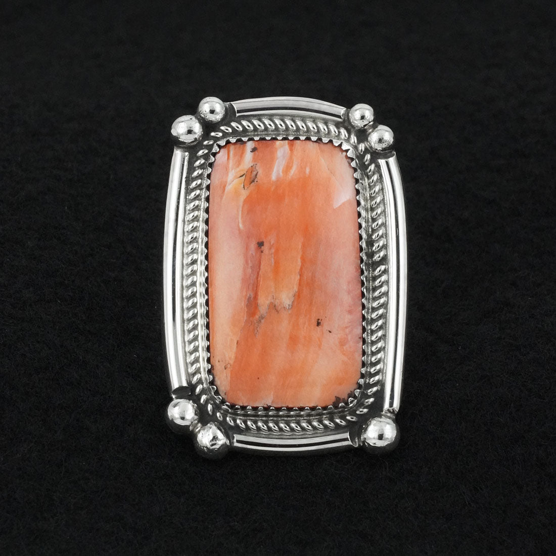 Leslie Nez Spiny Oyster & Sterling Silver Ring Adjustable