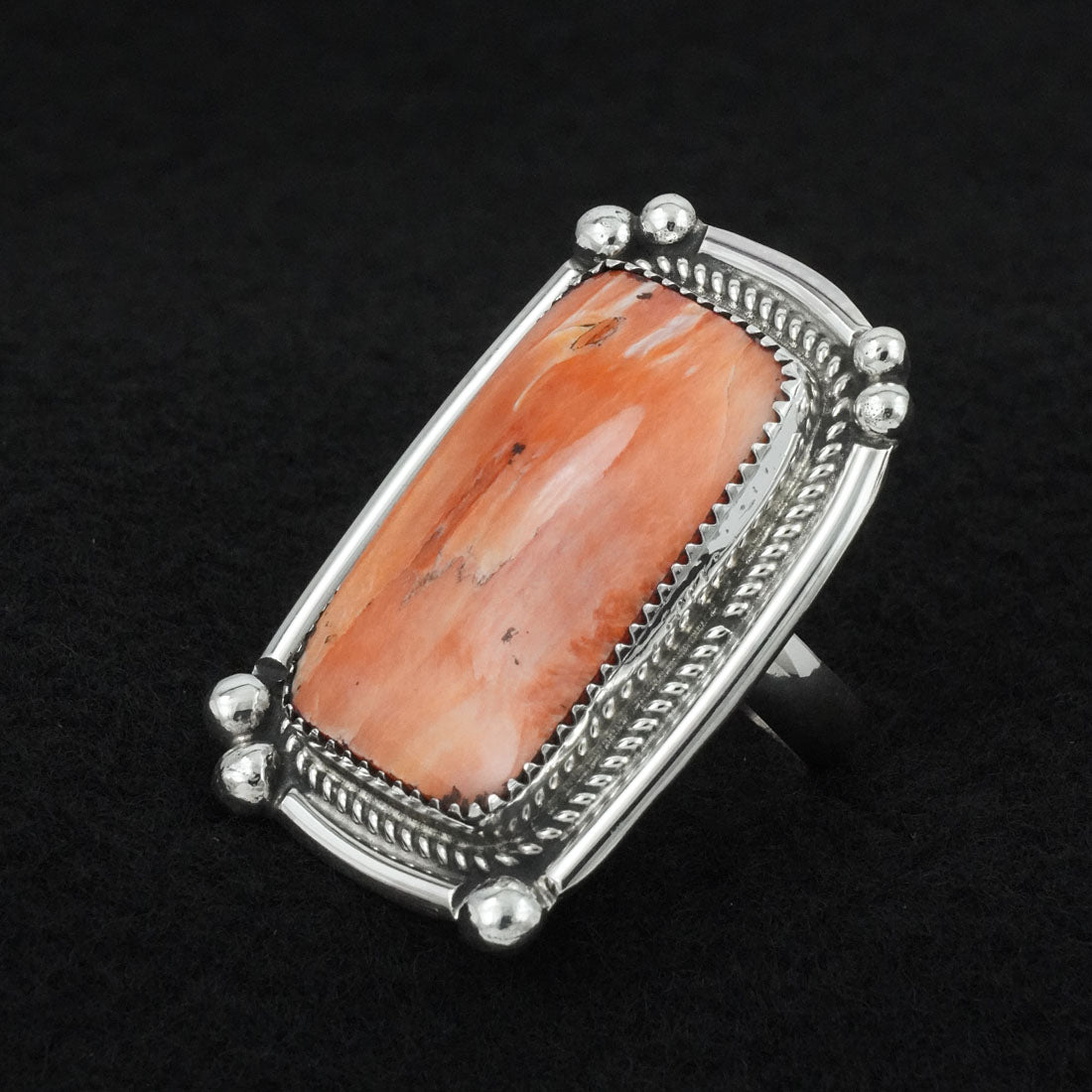 Leslie Nez Spiny Oyster & Sterling Silver Ring Adjustable