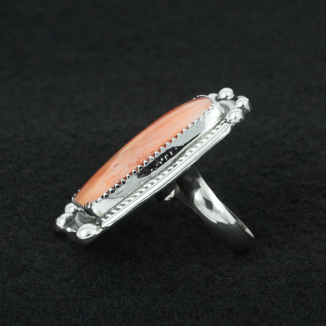 Leslie Nez Spiny Oyster & Sterling Silver Ring Adjustable