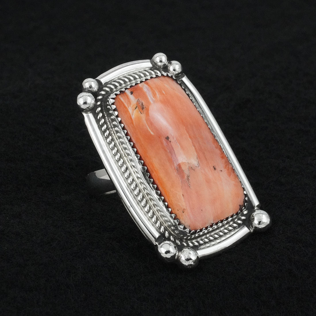 Leslie Nez Spiny Oyster & Sterling Silver Ring Adjustable