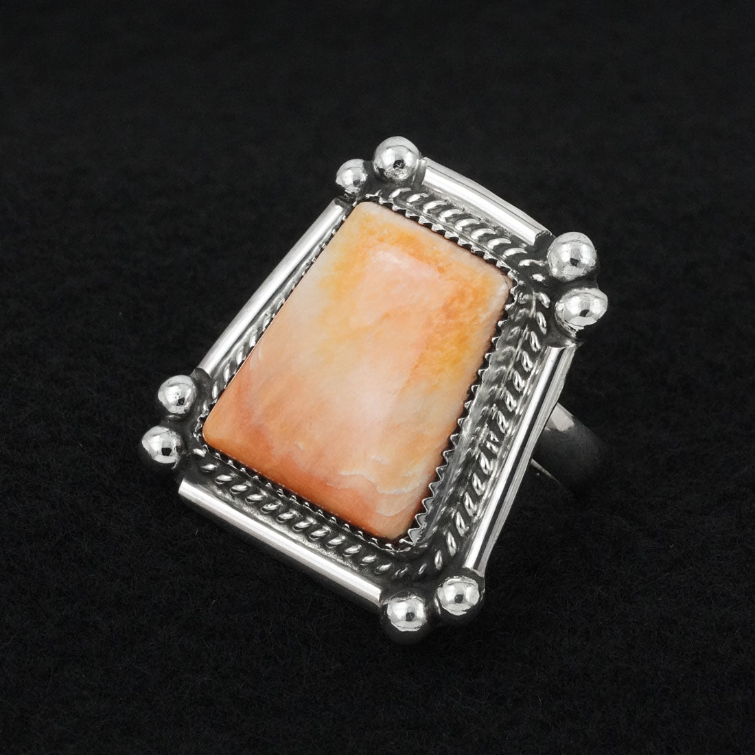 Leslie Nez Spiny Oyster & Sterling Silver Ring Adjustable