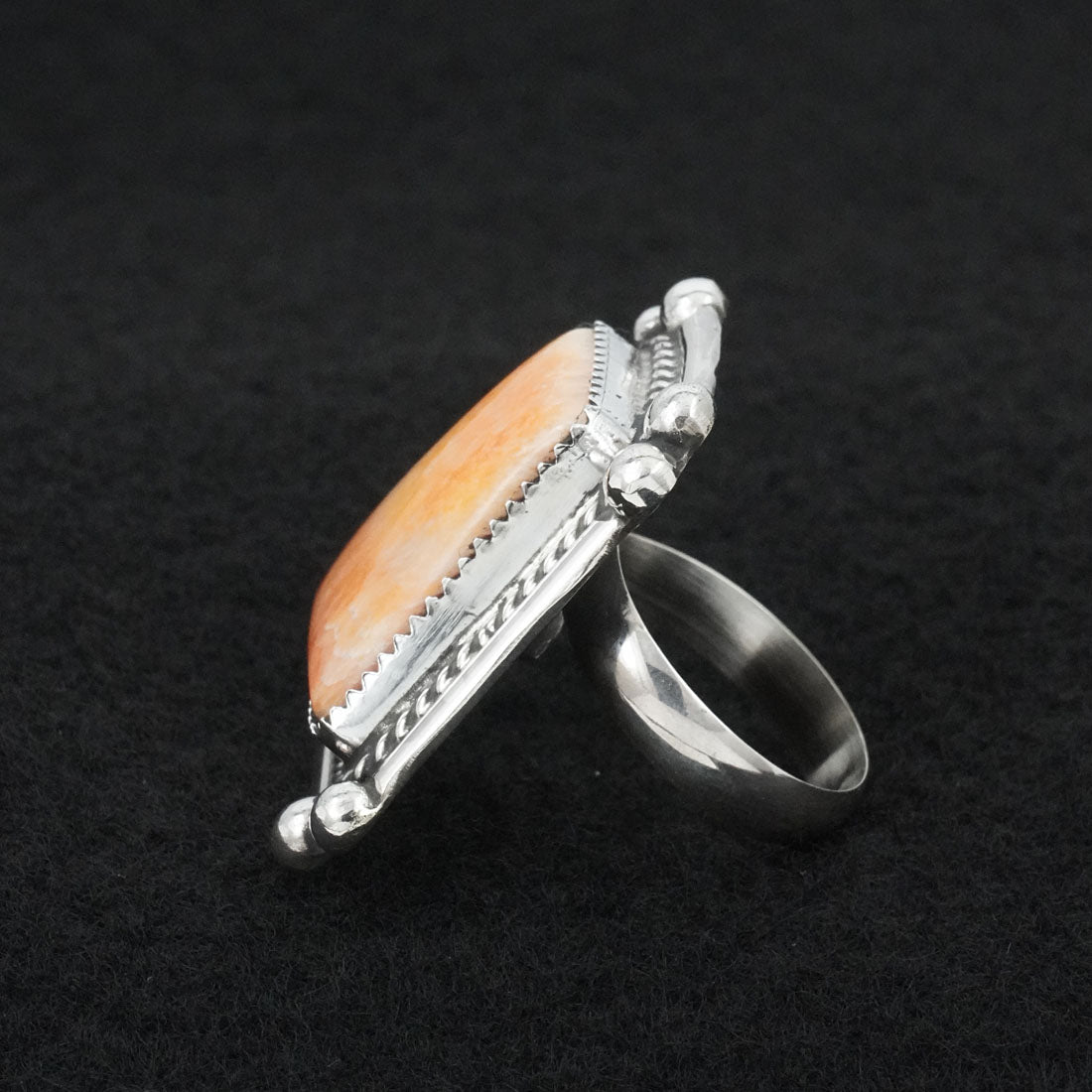 Leslie Nez Spiny Oyster & Sterling Silver Ring Adjustable
