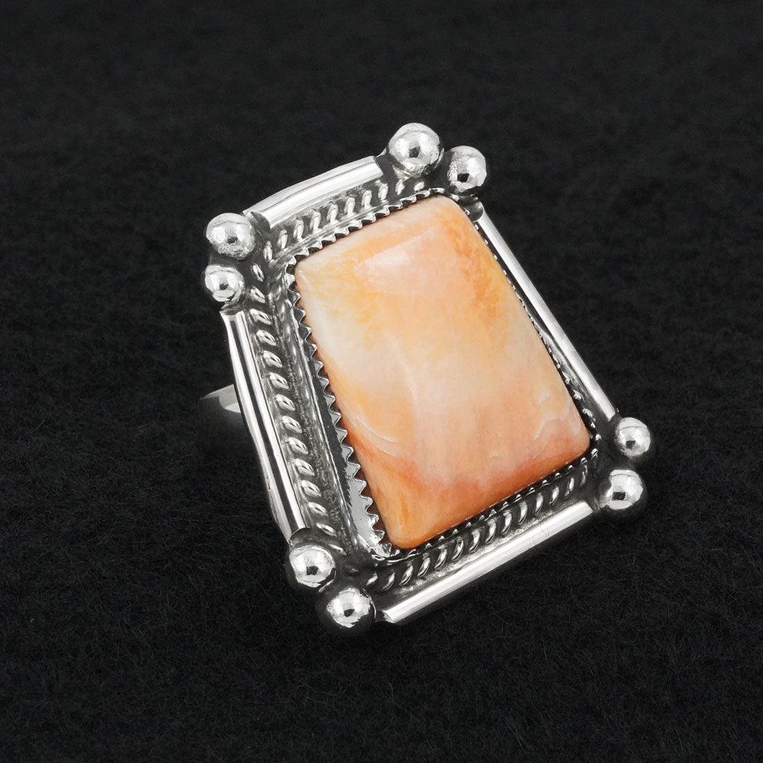 Leslie Nez Spiny Oyster & Sterling Silver Ring Adjustable