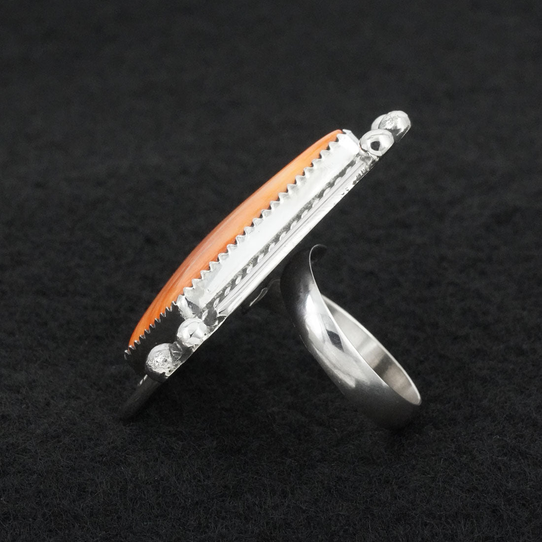 Leslie Nez Spiny Oyster & Sterling Silver Ring Adjustable