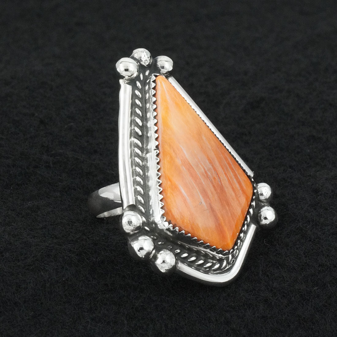 Leslie Nez Spiny Oyster & Sterling Silver Ring Adjustable