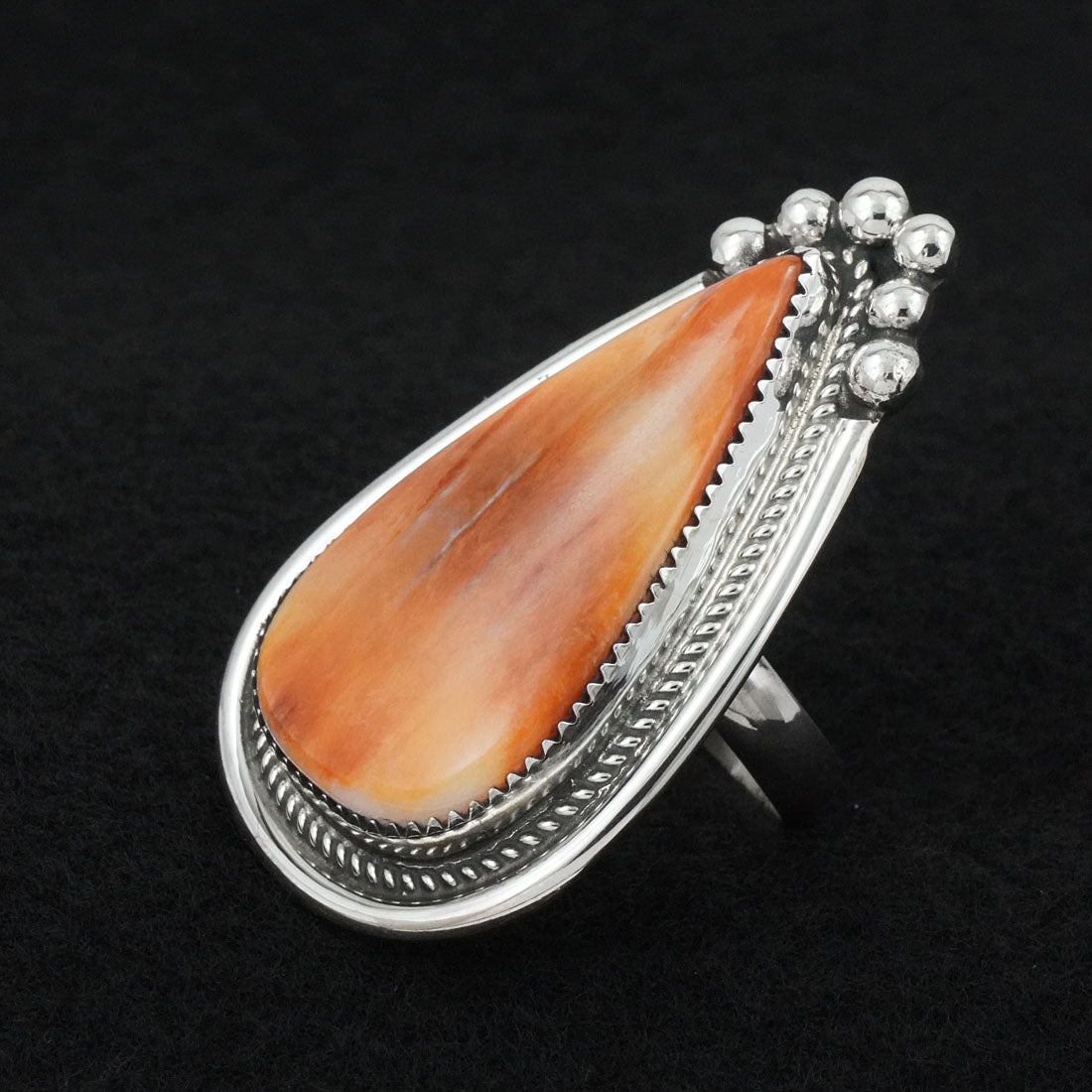 Leslie Nez Spiny Oyster & Sterling Silver Ring Adjustable