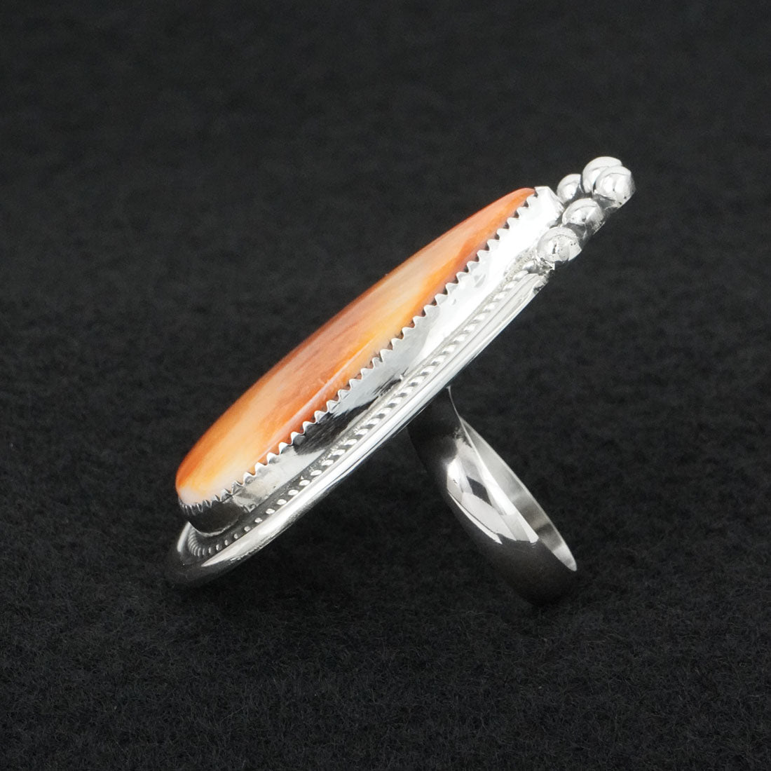Leslie Nez Spiny Oyster & Sterling Silver Ring Adjustable