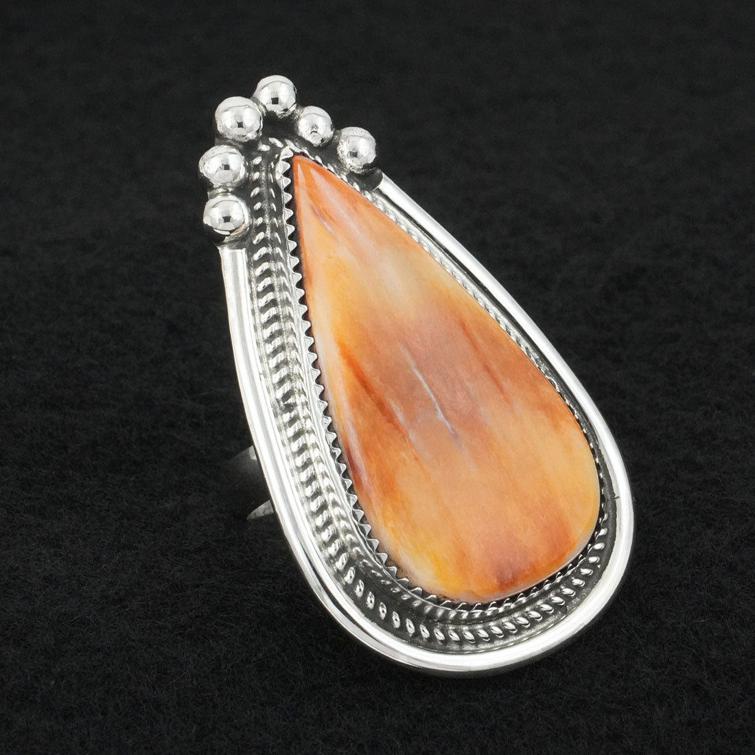 Leslie Nez Spiny Oyster & Sterling Silver Ring Adjustable