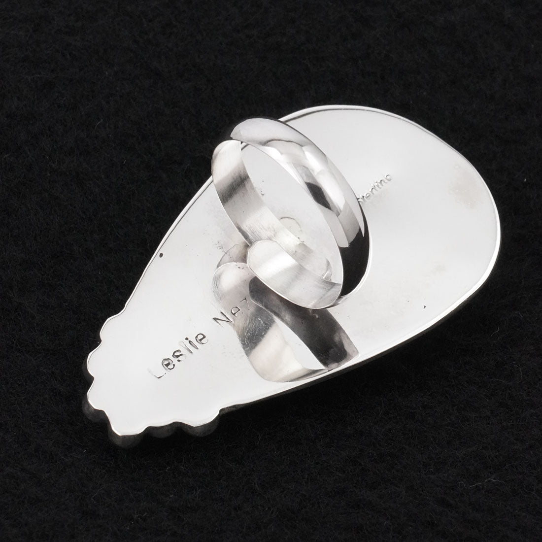 Leslie Nez Spiny Oyster & Sterling Silver Ring Adjustable