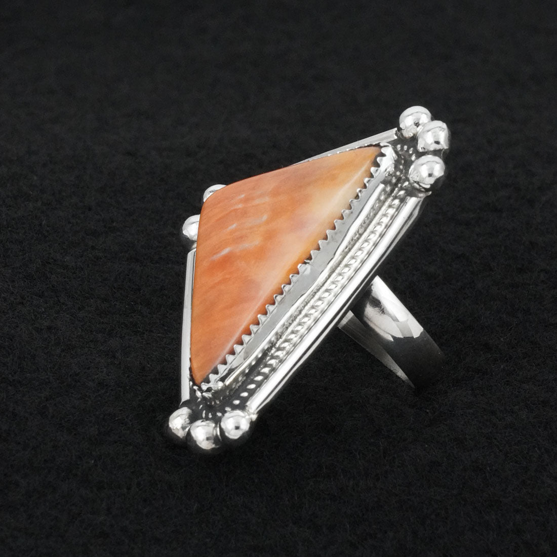 Leslie Nez Spiny Oyster & Sterling Silver Ring Adjustable