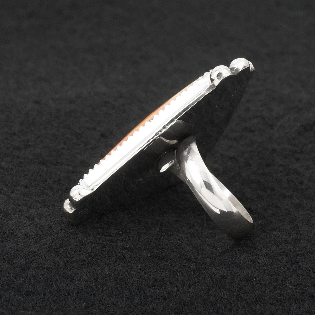 Leslie Nez Spiny Oyster & Sterling Silver Ring Adjustable