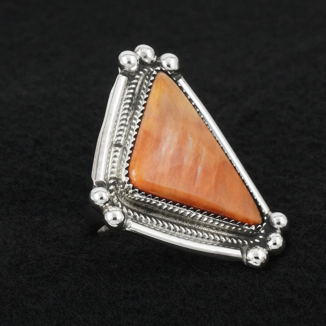 Leslie Nez Spiny Oyster & Sterling Silver Ring Adjustable