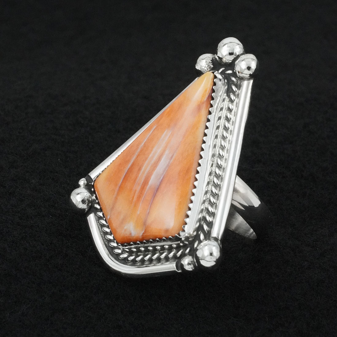 Leslie Nez Spiny Oyster & Sterling Silver Ring Adjustable