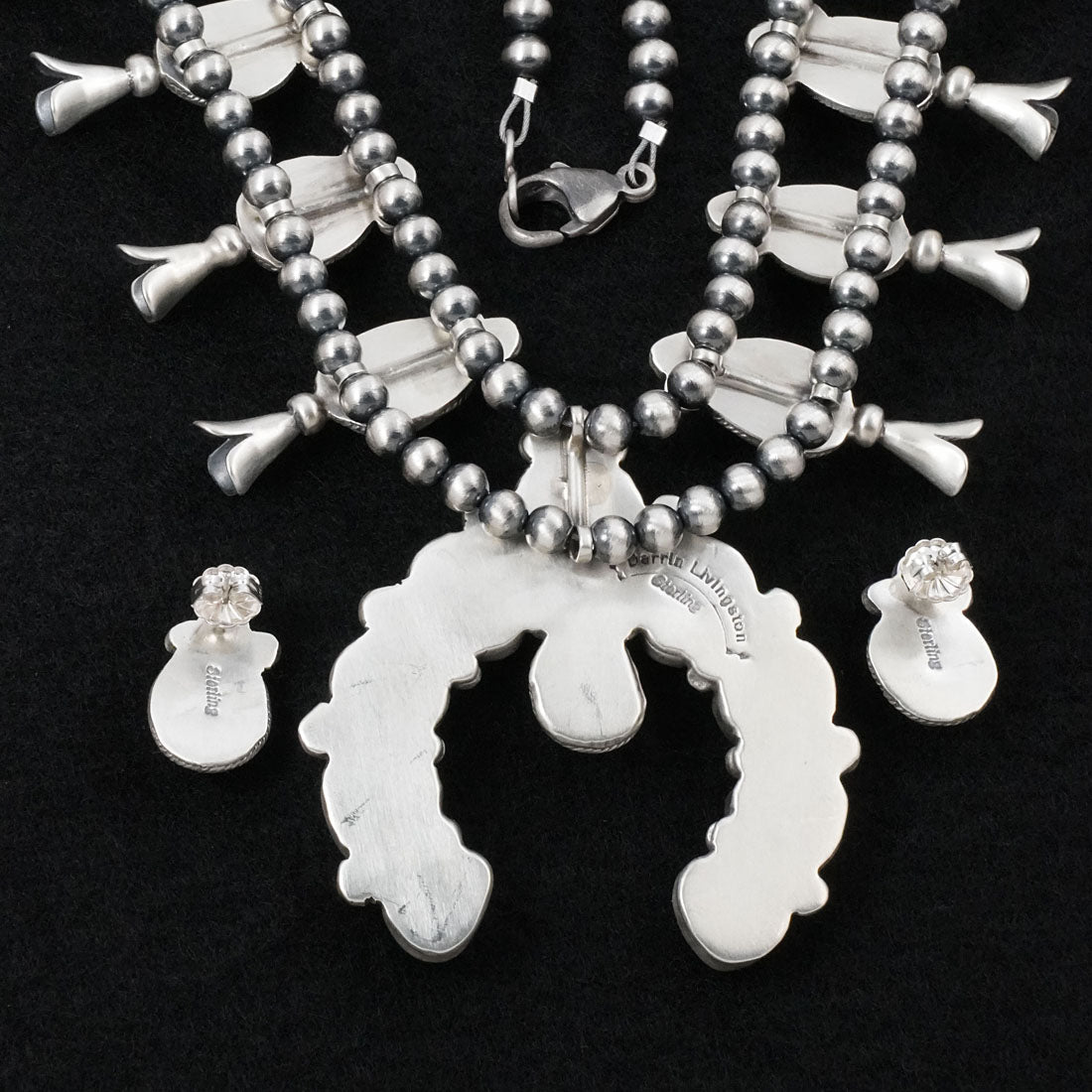 Darrin Livingston Turquoise & Sterling Silver Squash Blossom Set