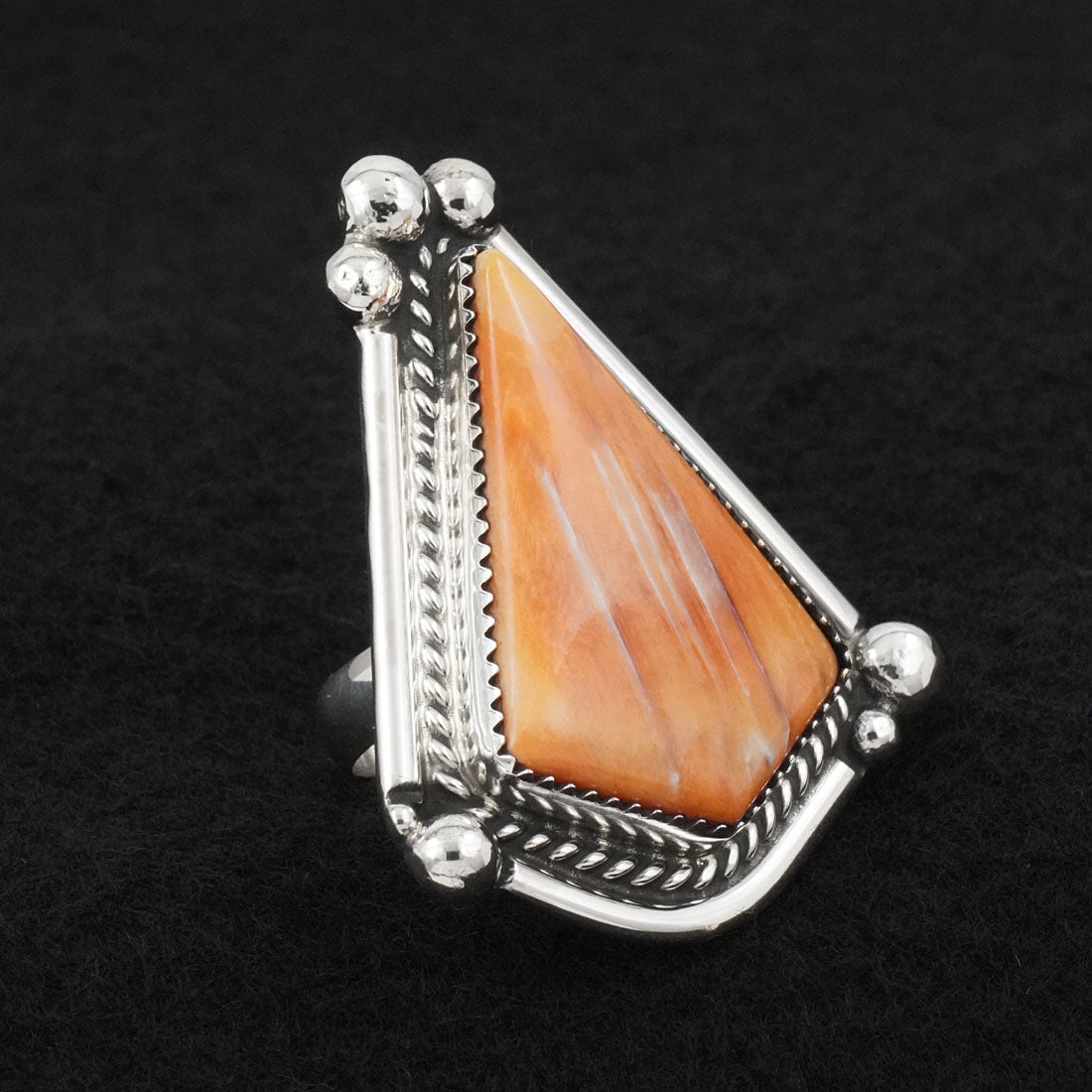 Leslie Nez Spiny Oyster & Sterling Silver Ring Adjustable
