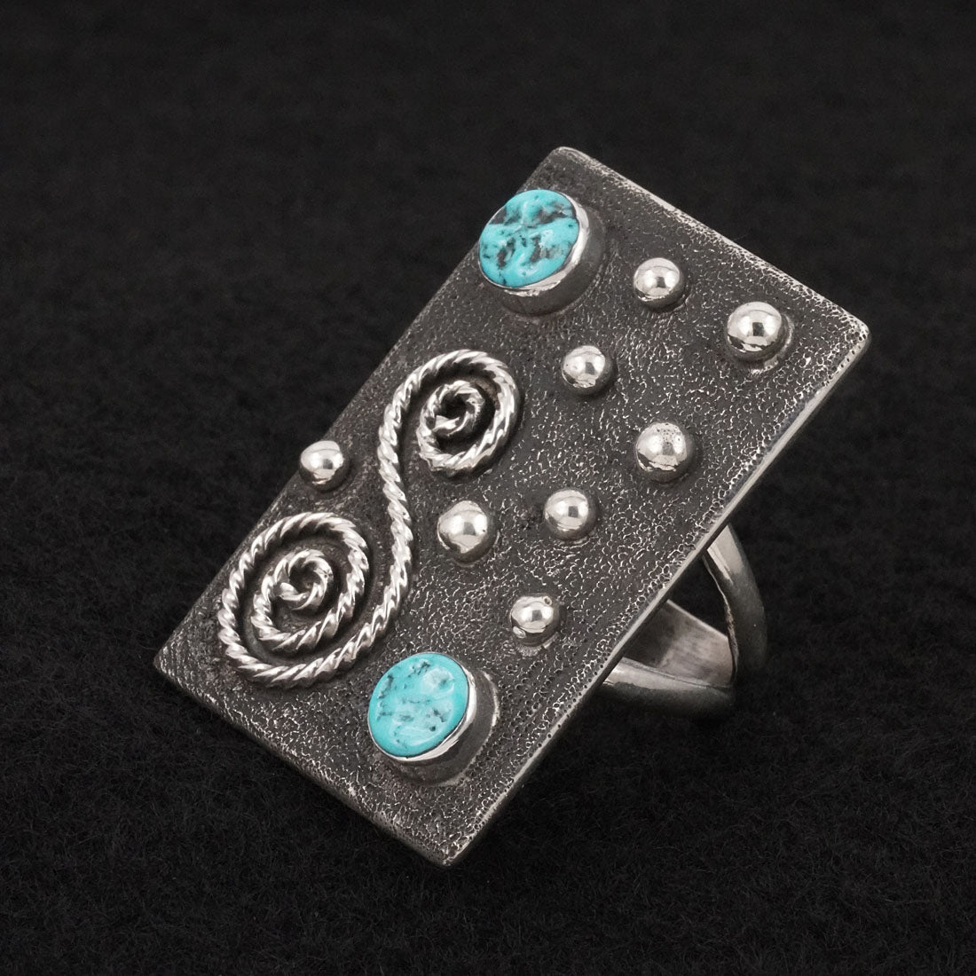 Ernest Rangel Turquoise & Sterling Silver Ring Sz. 7.5