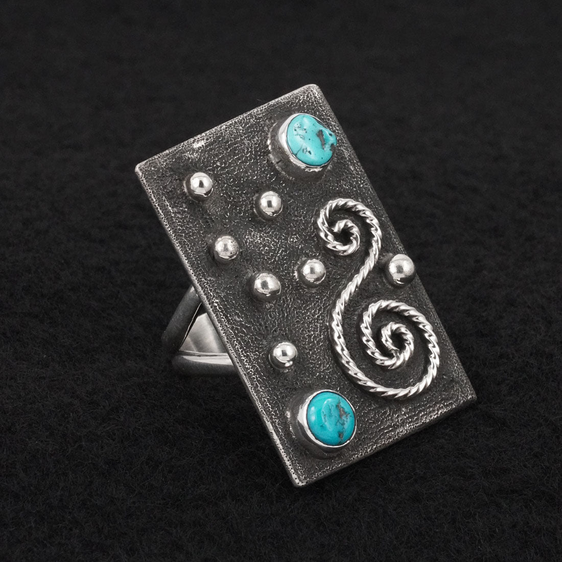 Ernest Rangel Turquoise & Sterling Silver Ring Sz. 8
