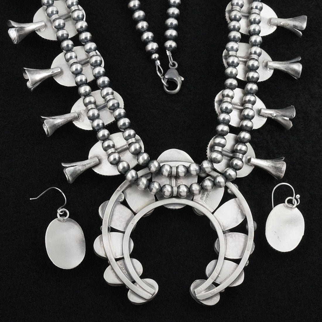 Bobby Johnson Turquoise & Sterling Silver Squash Blossom Set