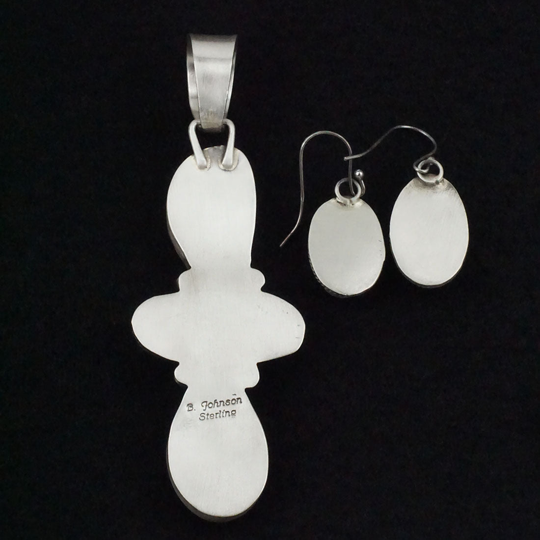 Bobby Johnson Turquoise & Sterling Silver Earrings & Pendant