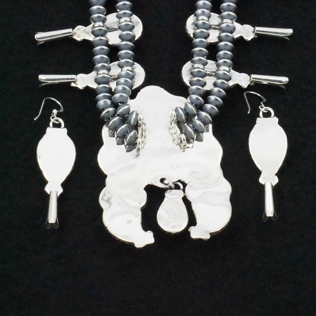 Faye Lowsayate Turquoise & Sterling Silver Squash Blossom Set