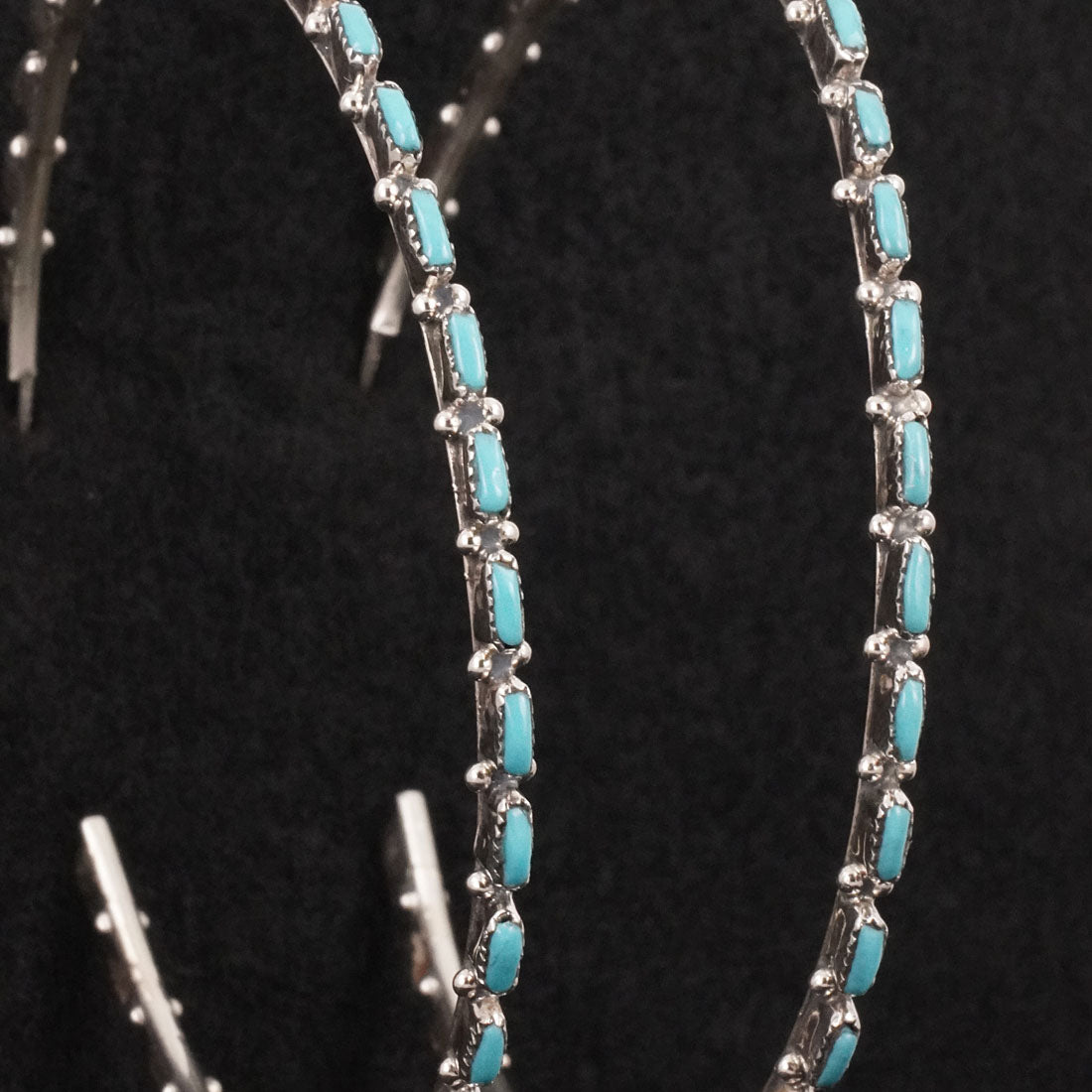 Aurelia Hughte Turquoise & Sterling Silver Hoop Earrings