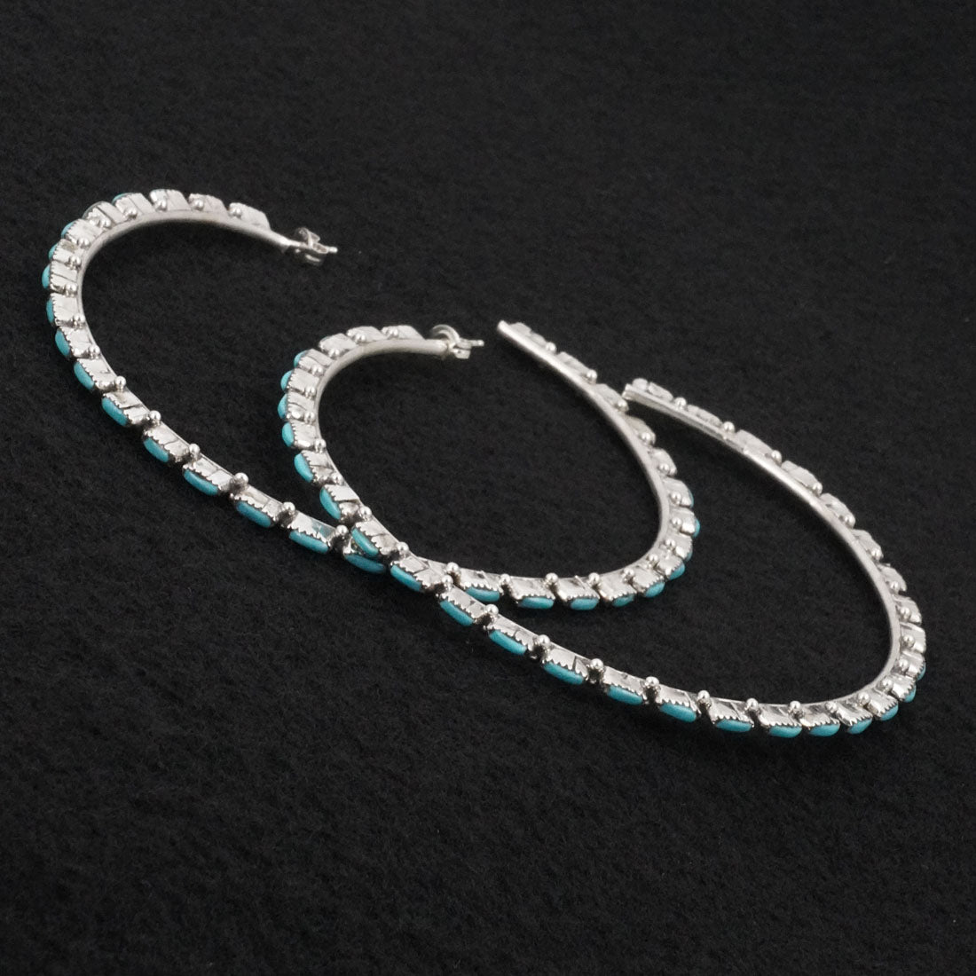 Aurelia Hughte Turquoise & Sterling Silver Hoop Earrings