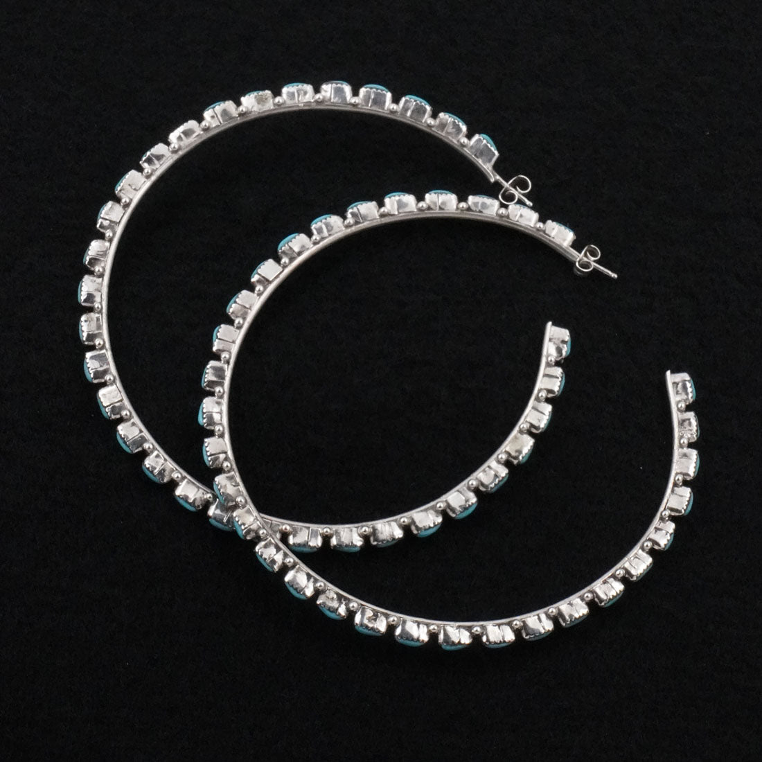 Aurelia Hughte Turquoise & Sterling Silver Hoop Earrings