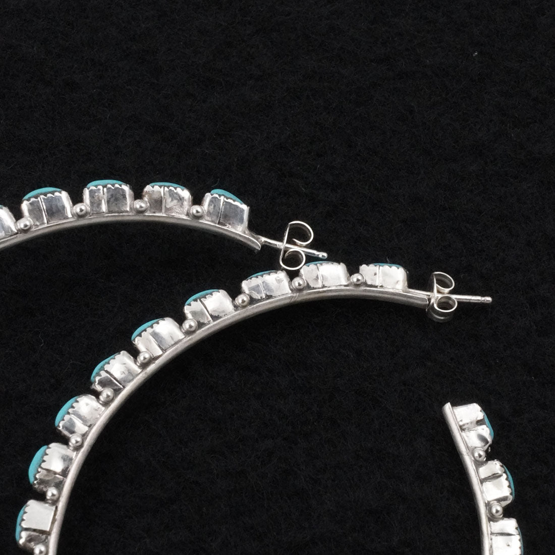 Aurelia Hughte Turquoise & Sterling Silver Hoop Earrings