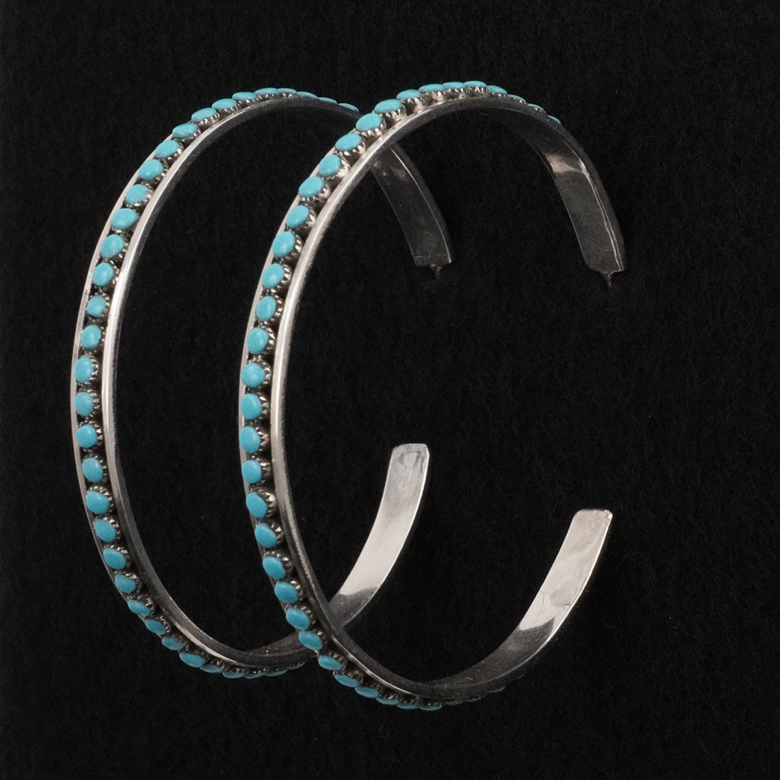 Lois Tzuni Turquoise & Sterling Silver Hoop Earrings