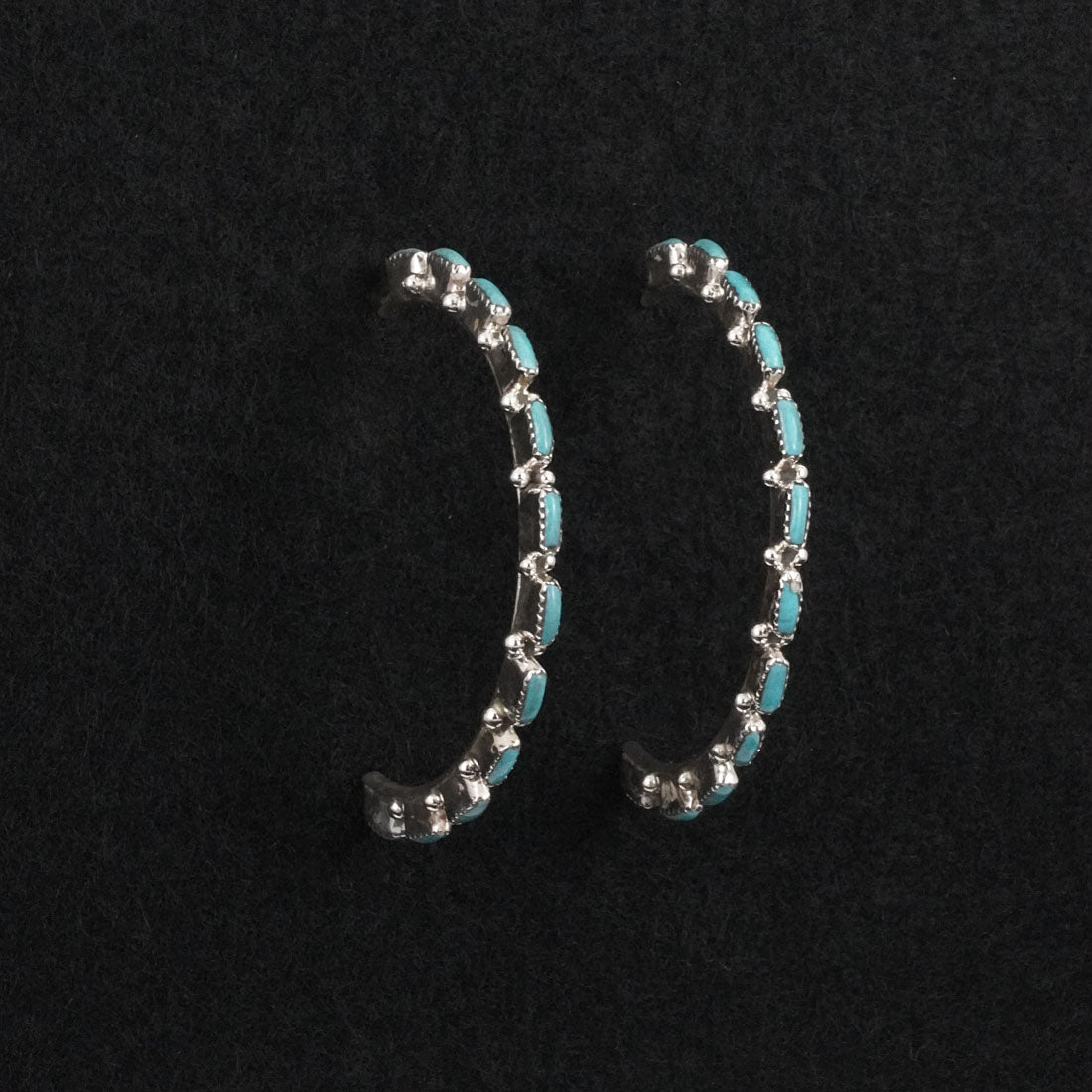 Aurelia Hughte Turquoise & Sterling Silver Hoop Earrings