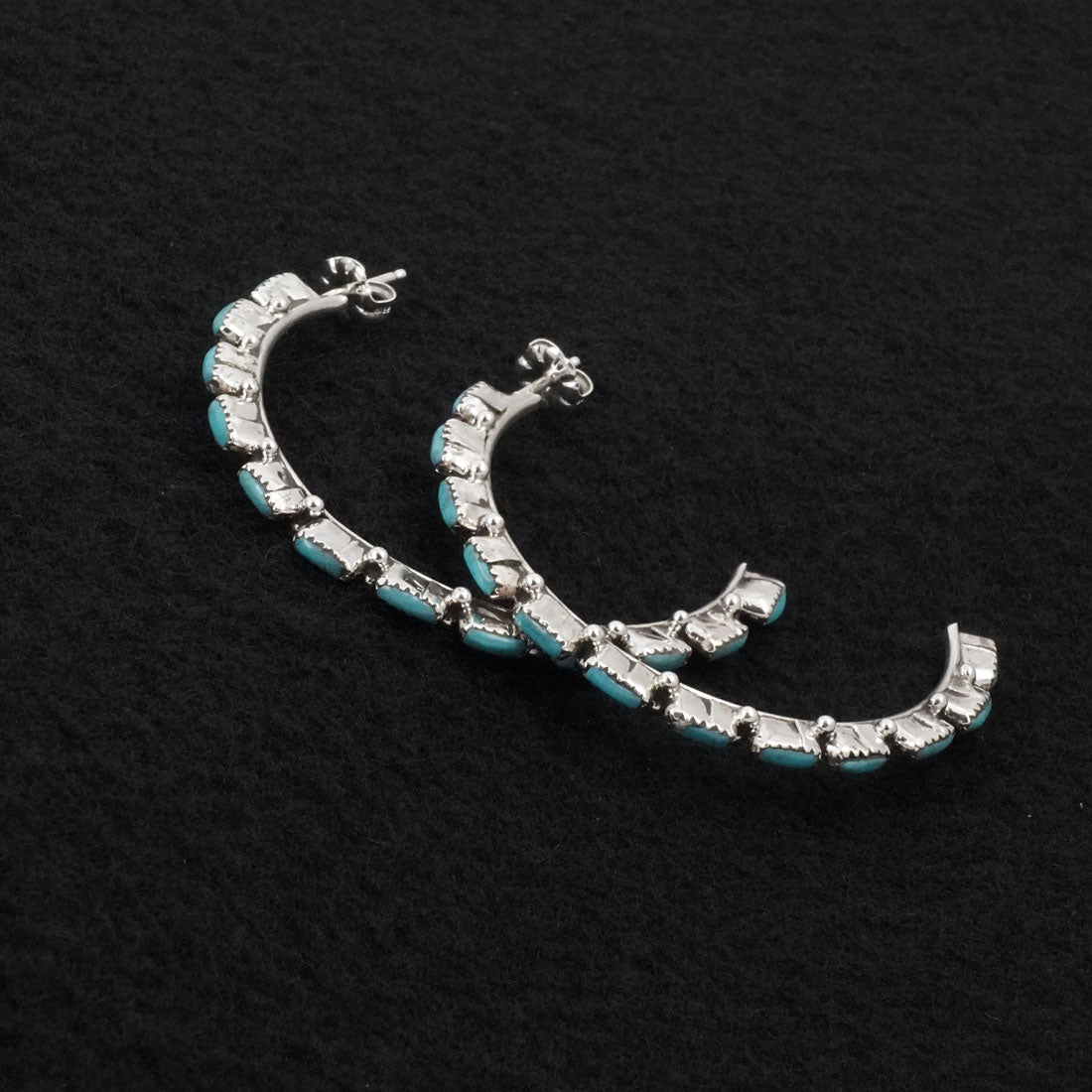 Aurelia Hughte Turquoise & Sterling Silver Hoop Earrings