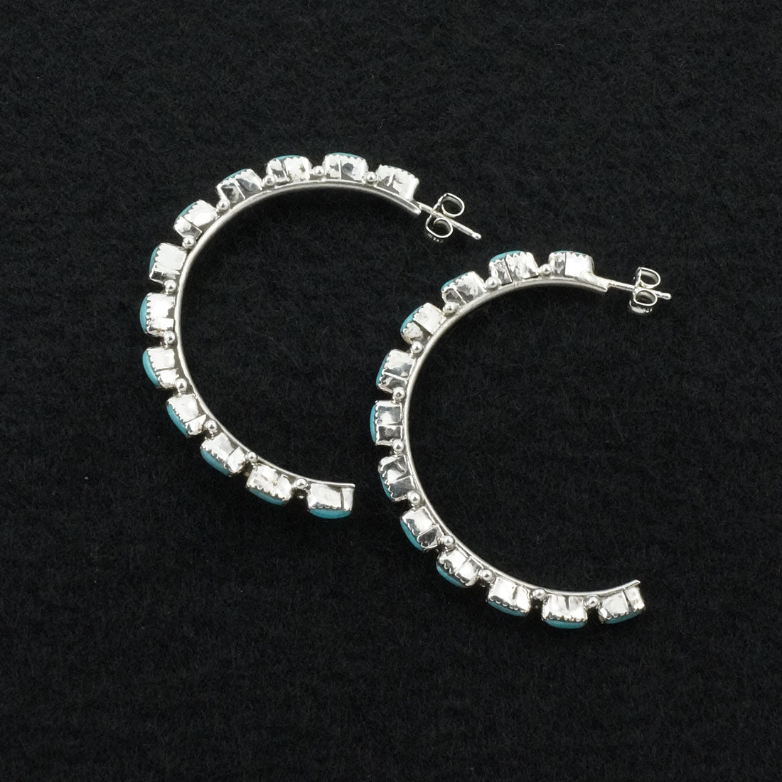 Aurelia Hughte Turquoise & Sterling Silver Hoop Earrings