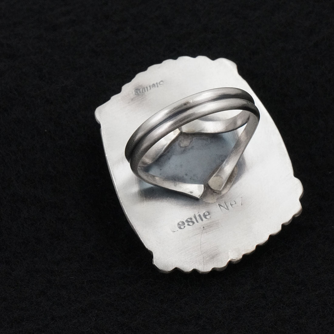 Leslie Nez Turquoise & Sterling Silver Ring Size 9.5