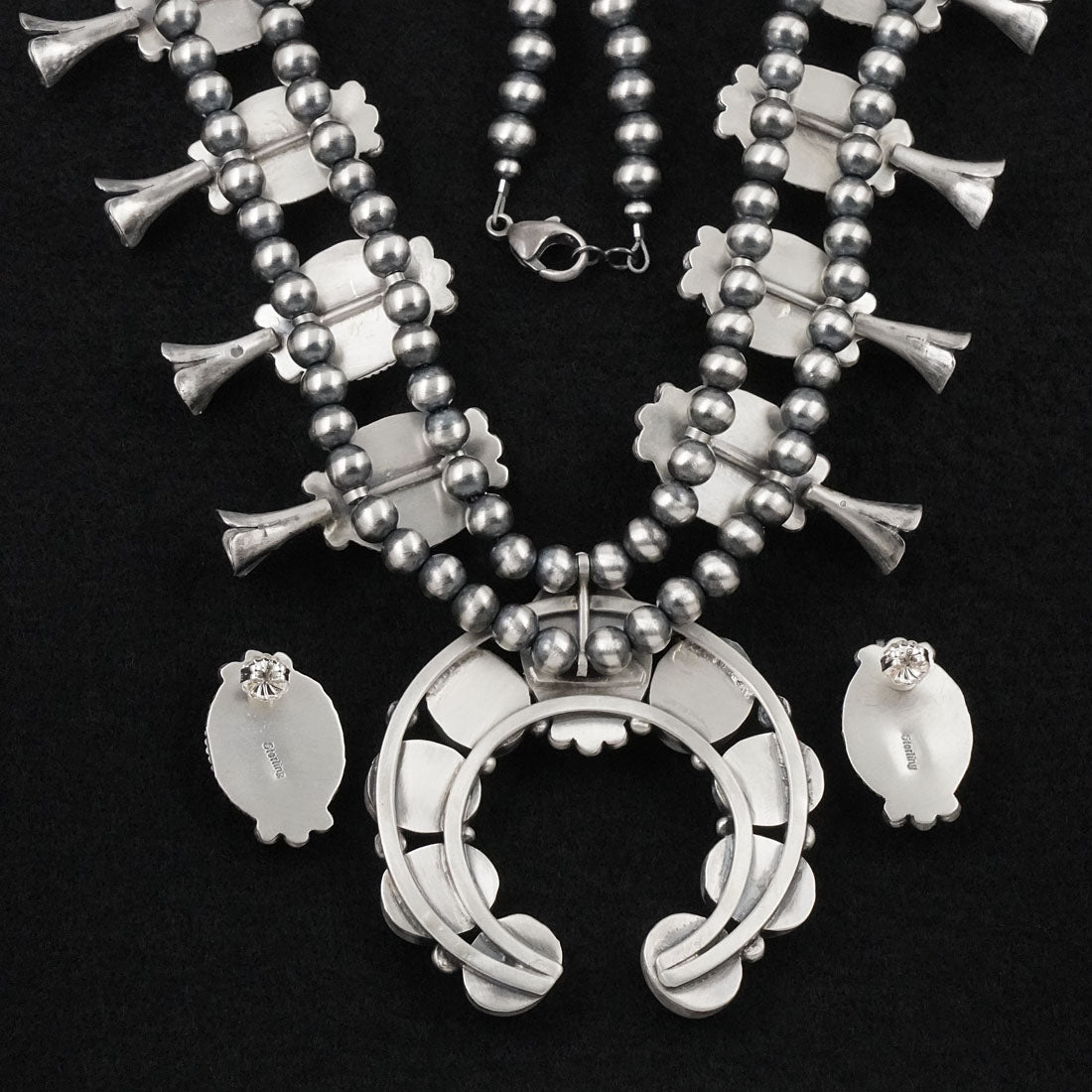 Darrin Livingston White Buffalo & Sterling Silver Squash Blossom Set