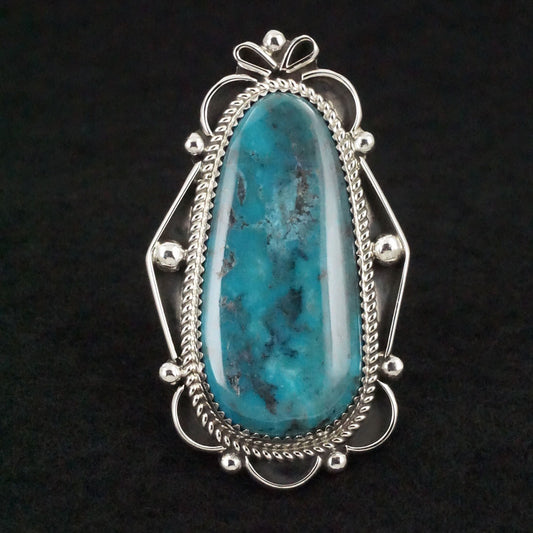 Leslie Nez Turquoise & Sterling Silver Ring Size 10.5
