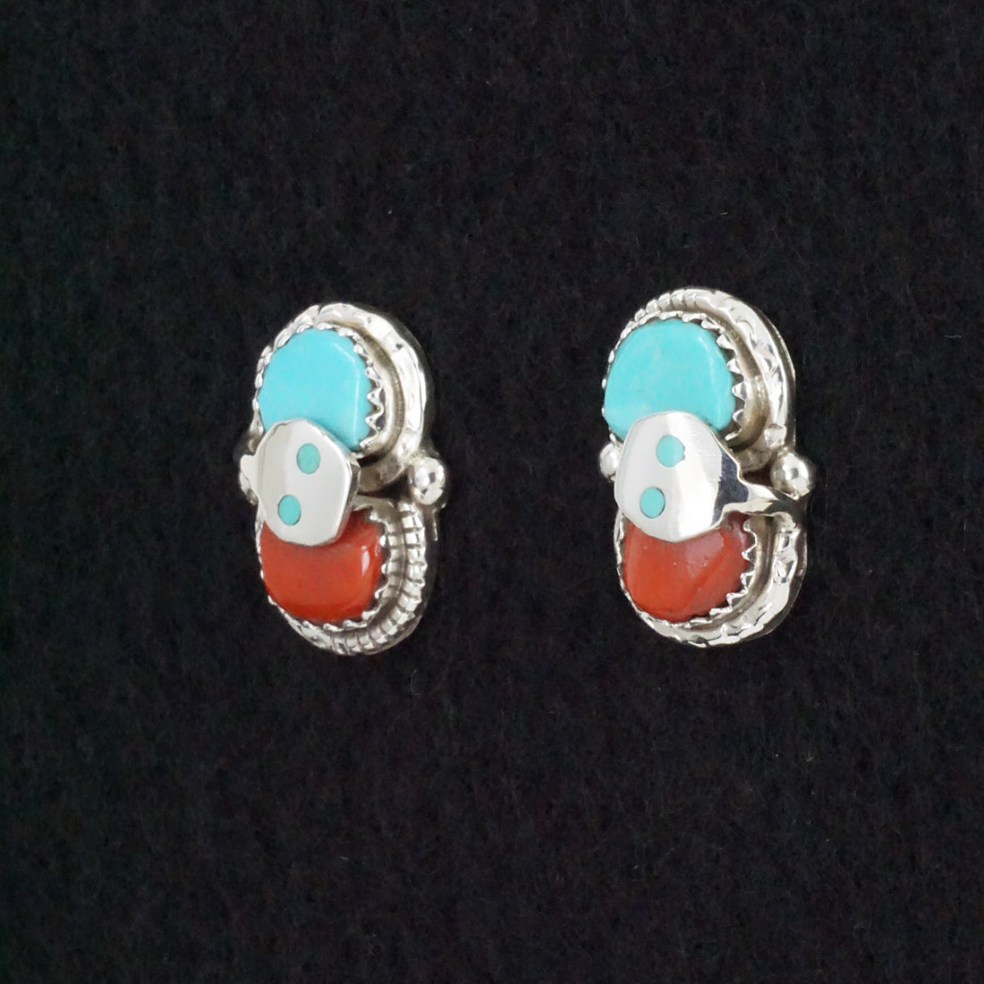 Joy Calavaza Turquoise, Coral & Sterling Silver Earrings