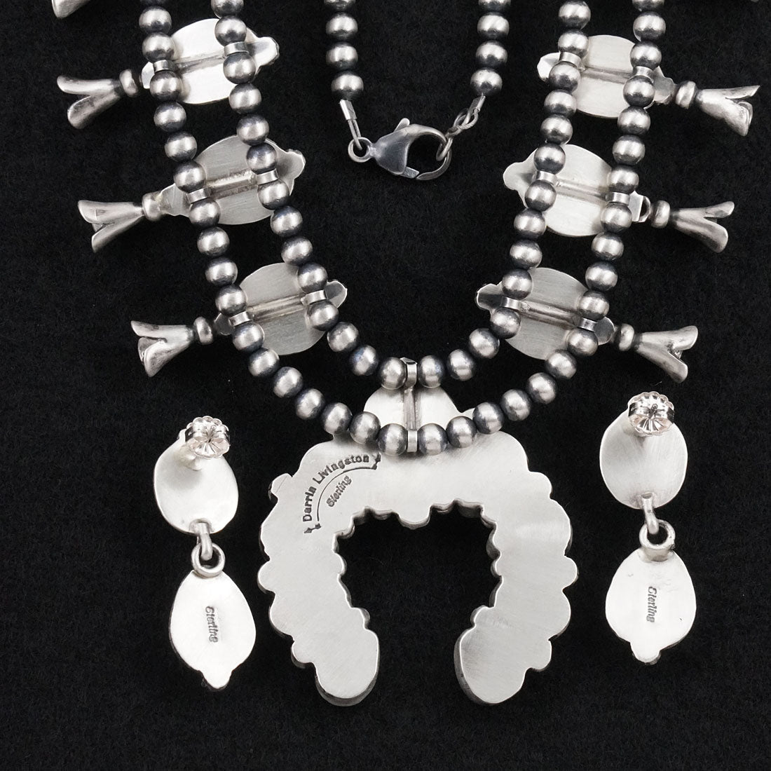 Darrin Livingston Turquoise & Sterling Silver Squash Blossom Set