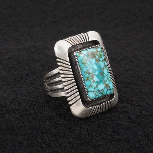 Calvin Martinez Turquoise & Sterling Silver Ring Size 8.5