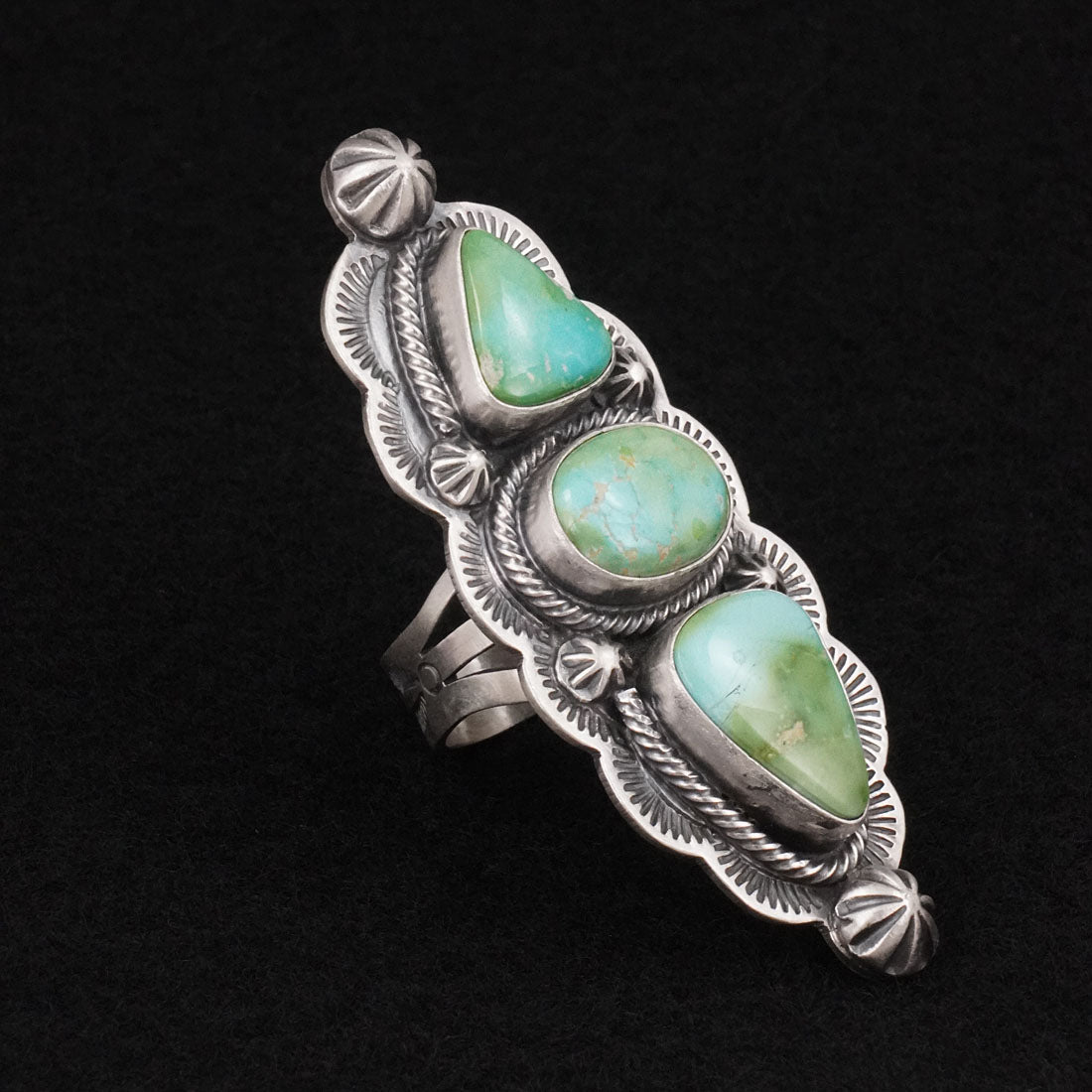 Bobby Johnson Turquoise & Sterling Silver Ring Size 8