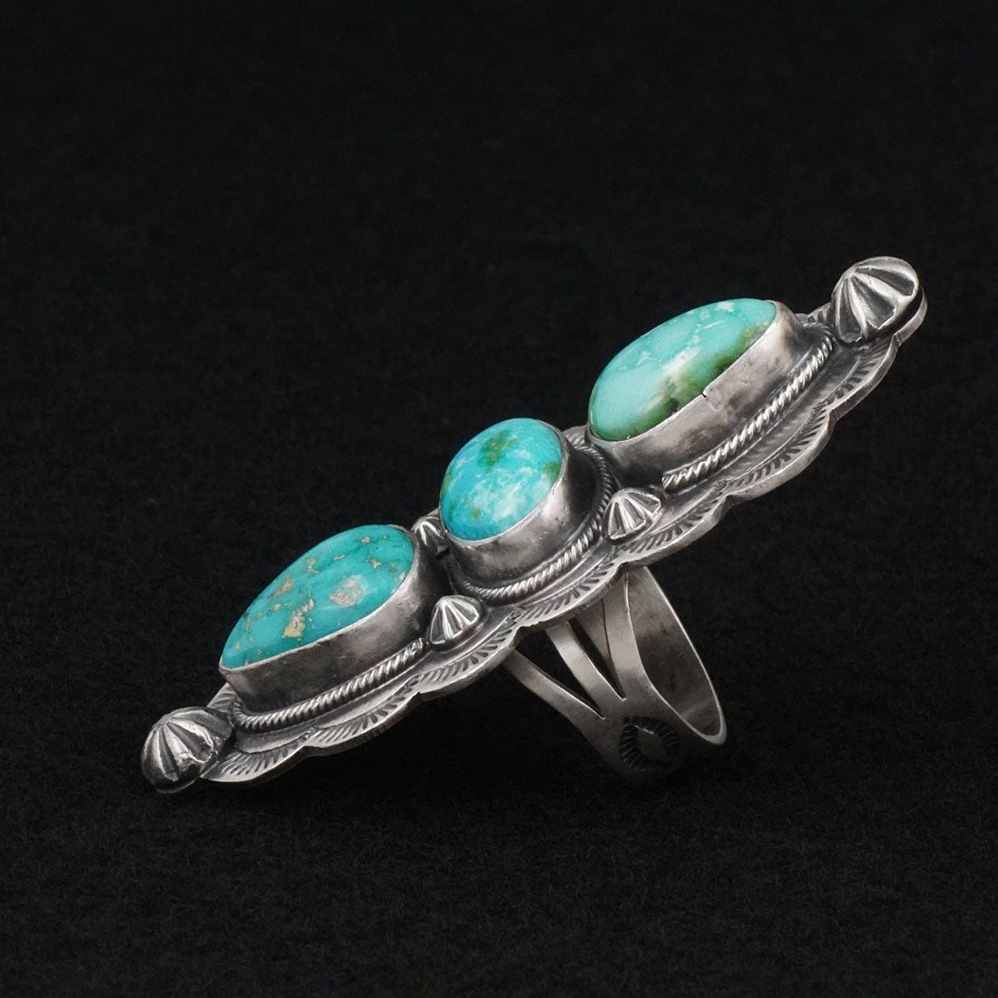 Bobby Johnson Turquoise & Sterling Silver Ring Size 8