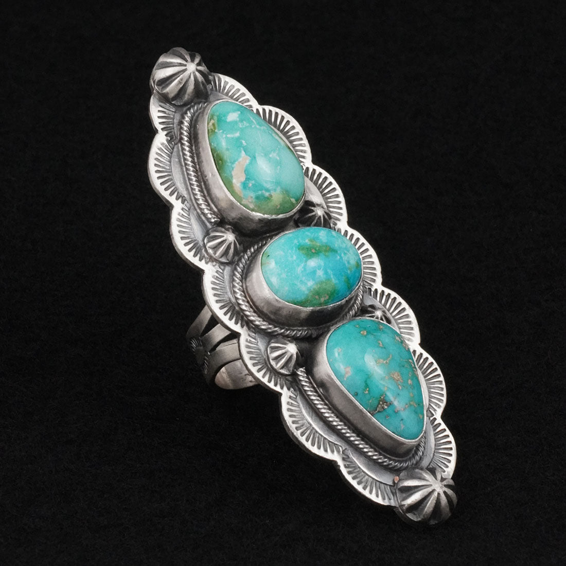 Bobby Johnson Turquoise & Sterling Silver Ring Size 8