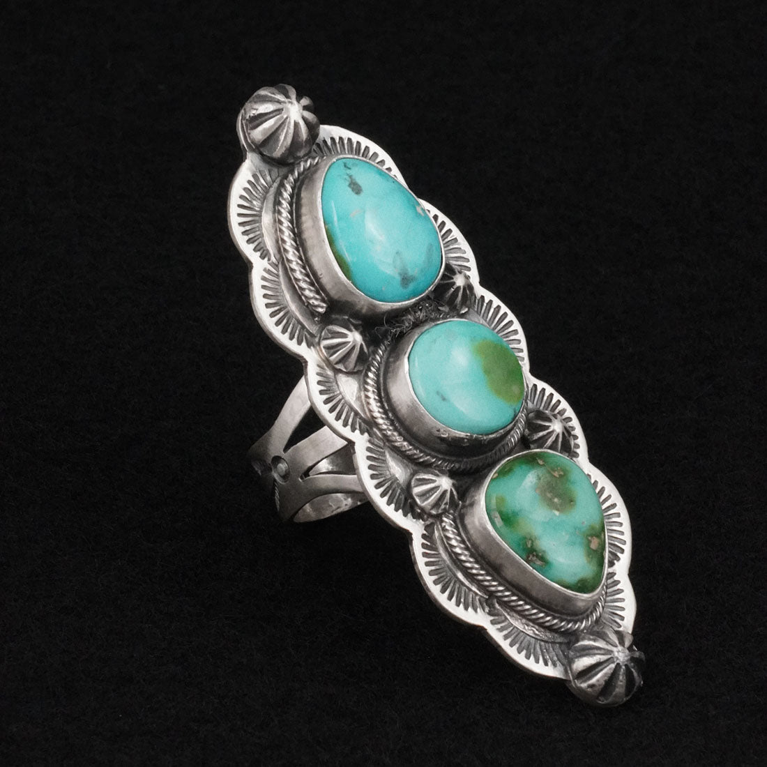 Bobby Johnson Turquoise & Sterling Silver Ring Size 8.5
