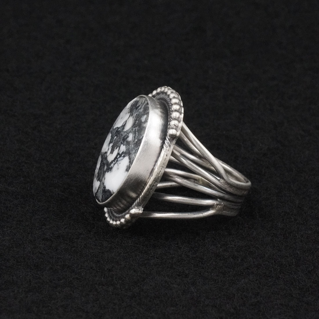 Kathleen Livingston White Buffalo & Sterling Silver Ring Size 6
