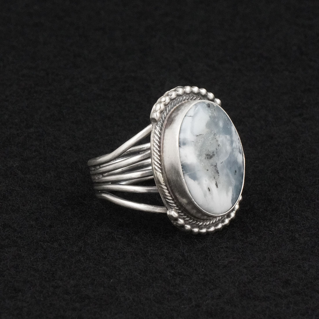 Kathleen Livingston White Buffalo & Sterling Silver Ring Size 6.5