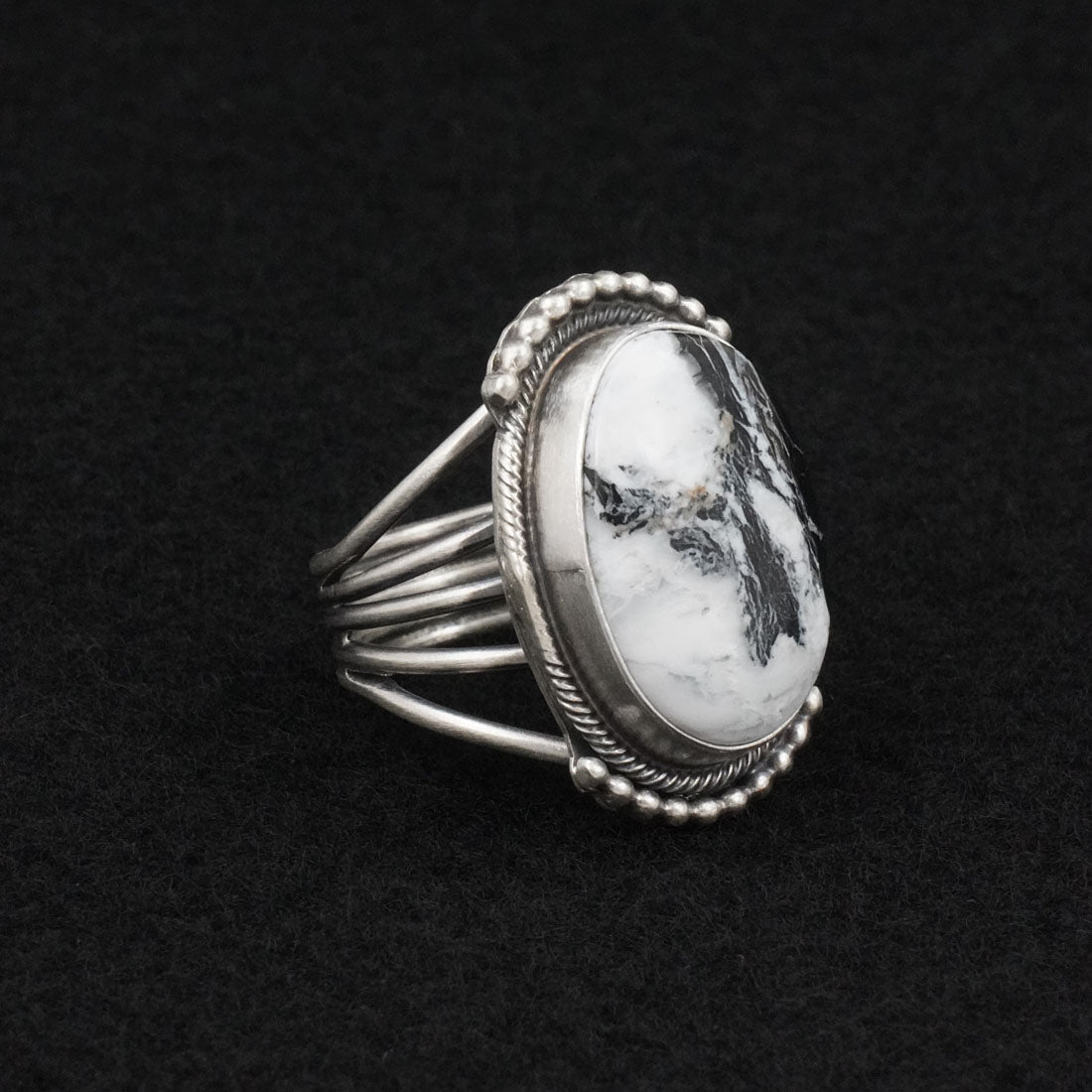 Kathleen Livingston White Buffalo & Sterling Silver Ring Size 7