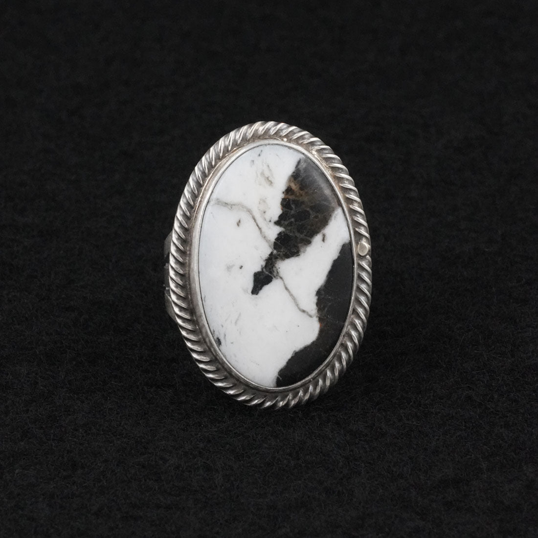 Kathleen Livingston White Buffalo & Sterling Silver Ring Size 6.5