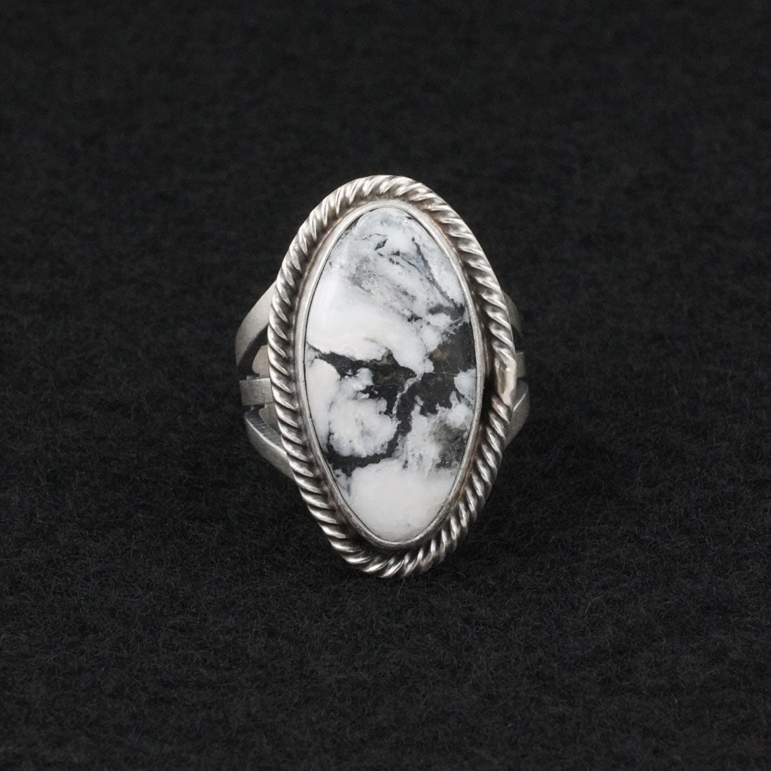 Kathleen Livingston White Buffalo & Sterling Silver Ring Size 7.5
